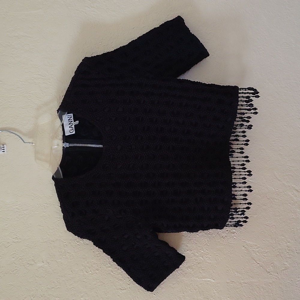 Ganni Stretch Beaded Crop Top